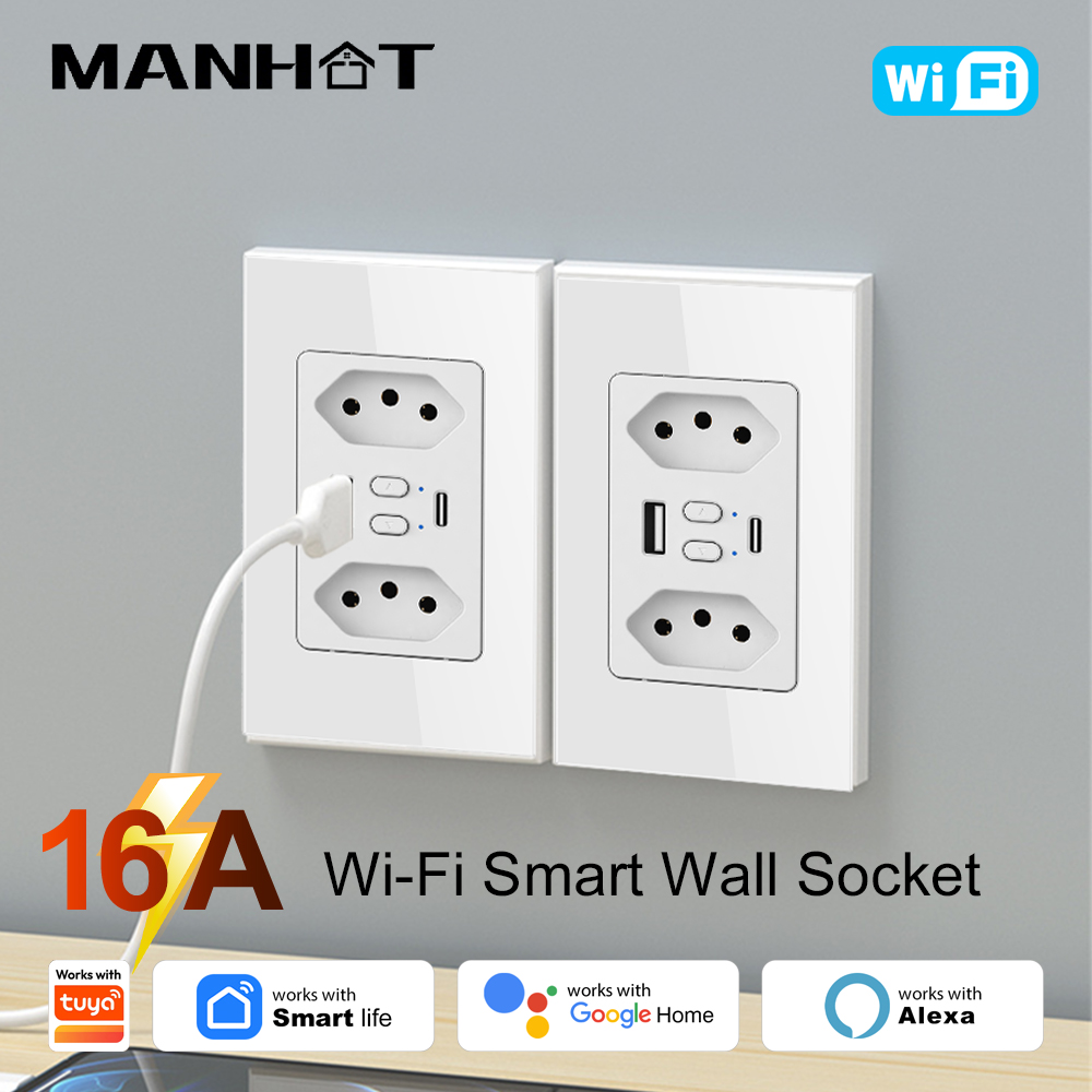 Smart Home Google - MANHOT Wifi Smart Brazil Socket Switch