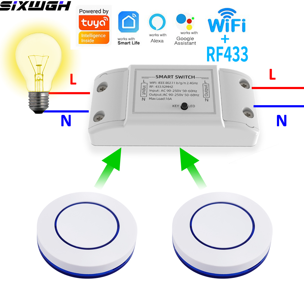Smart Home Alexa - 16A WiFi Tuya Smart Switch Wireless