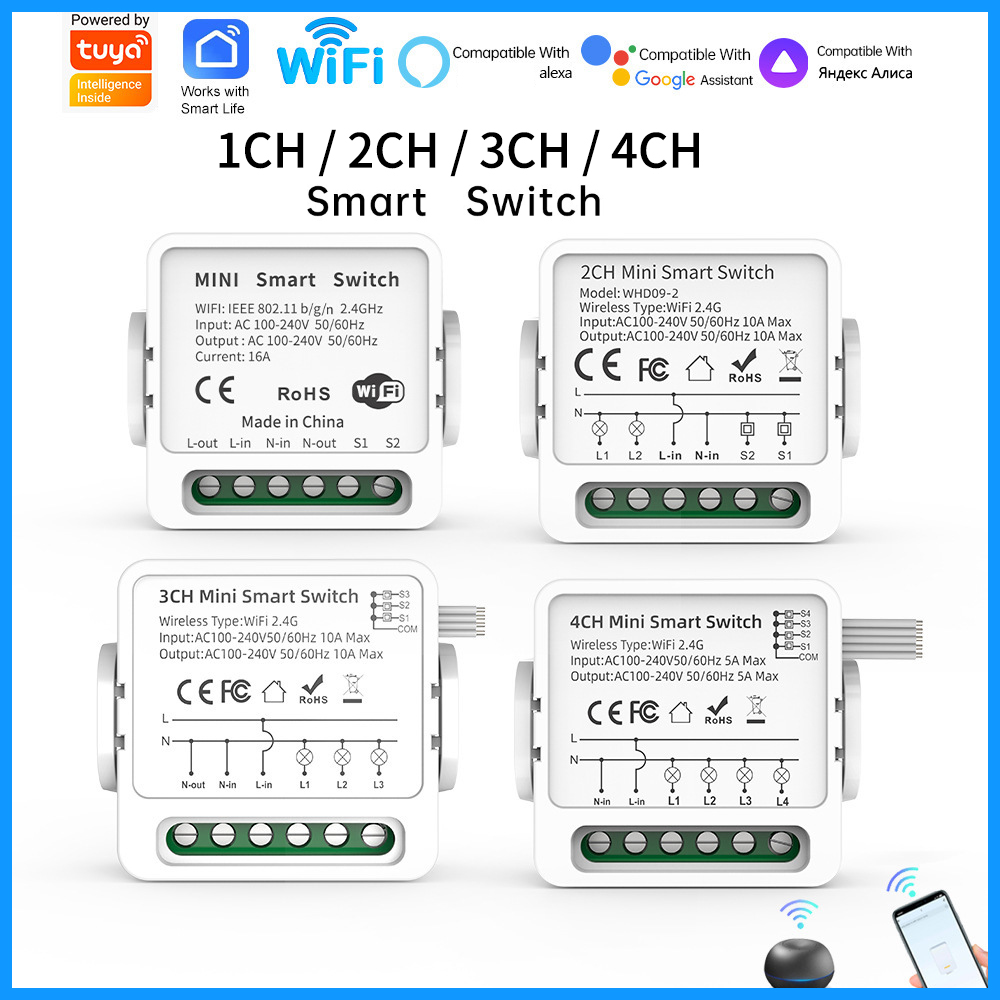 Tuya WiFi Smart Switch 1/2/3/4 - Smart Home Alexa review and price