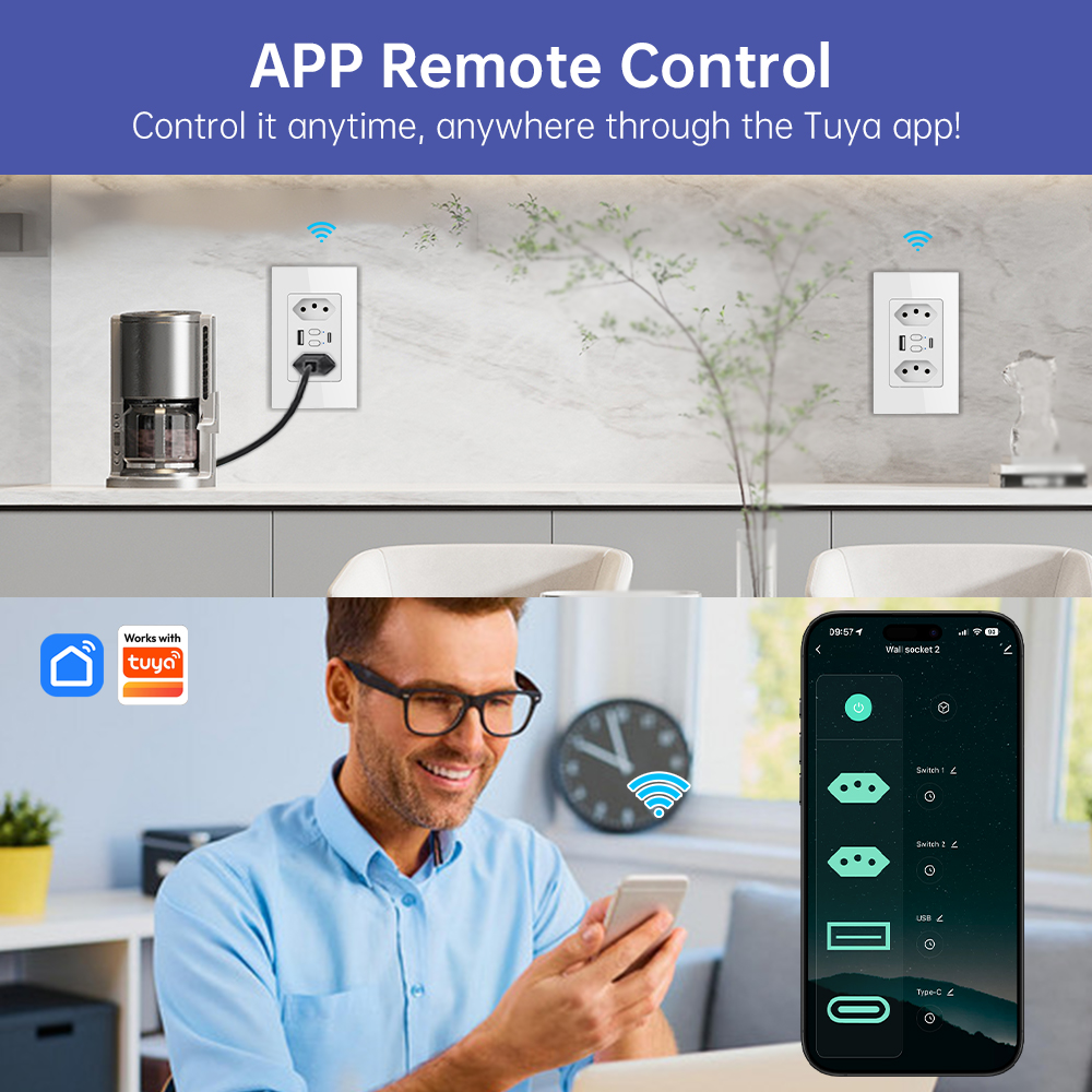 MANHOT Wifi Smart Brazil Socke - Smart Home Google review and price