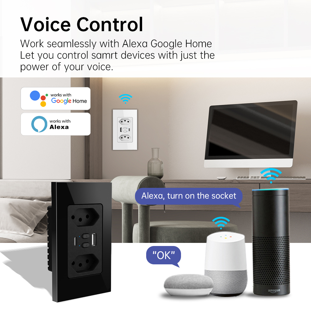 MANHOT Wifi Smart Brazil Socke - Smart Home Google review and price