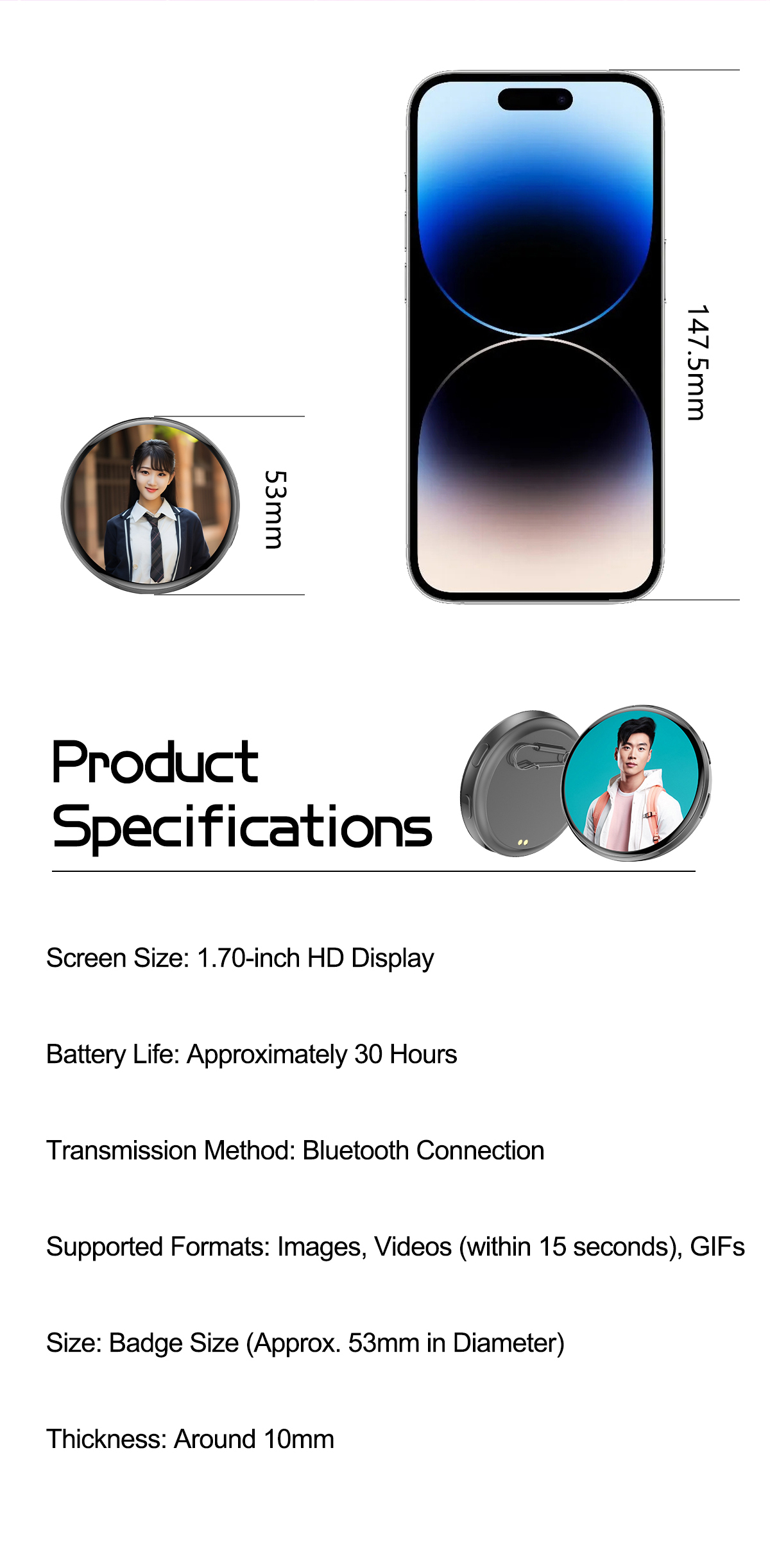 1.7inch HD Screen Anime E-Badg - Smart Home Icon review and price